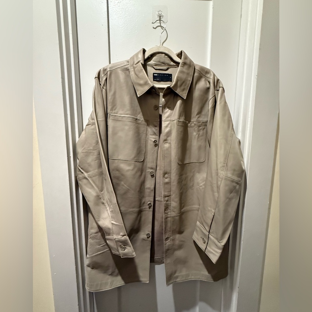 ASOS Beige Lightweight Leather Shirt Jacket